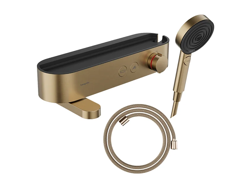 Pack mitigeur bain douche thermostatique HANSGROHE ShowerTablet Select + Flexible Designflex + Pommeau de douche Pulsify Select 3 jets Bronze brossé