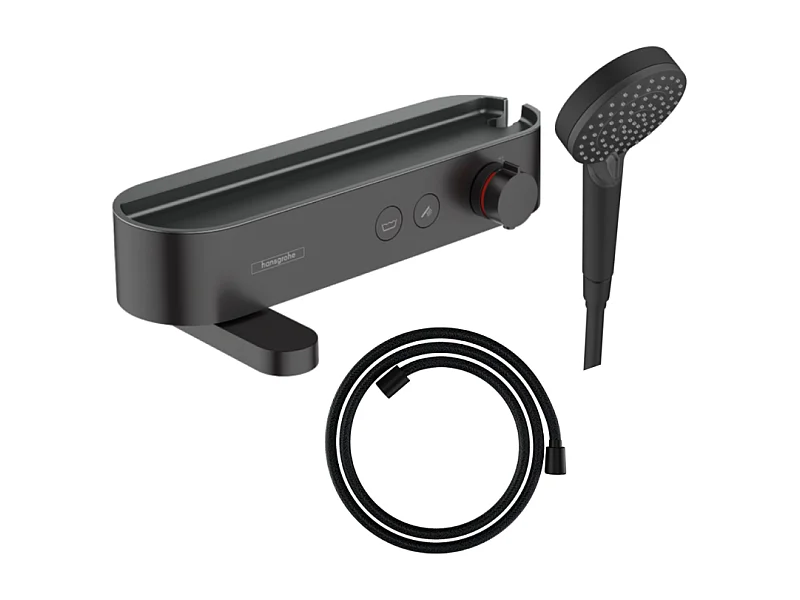 Pack mitigeur bain douche thermostatique HANSGROHE ShowerTablet Select + Flexible Designflex + Pommeau de douche Vernis Blend Noir mat