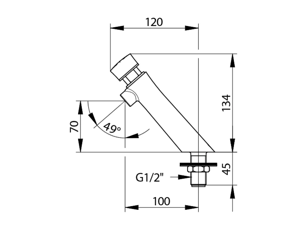 Robinet poussoir temporisé à manette eau froide sur plage pour lavabo PRESTO Neo chrome