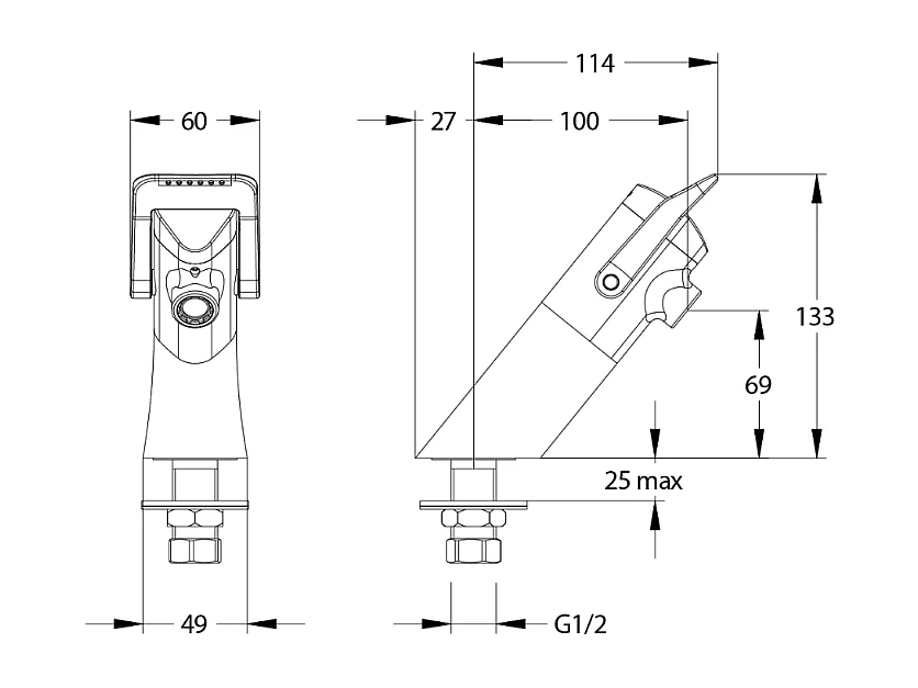 Robinet temporisé à manette souple sur plage pour lavabo PRESTO Neo duo chromé 3l/min