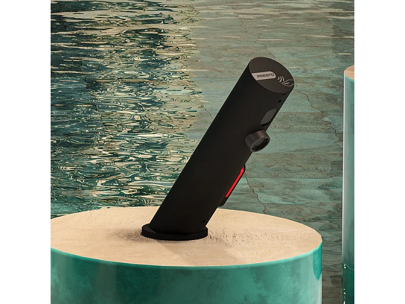 Mitigeur infrarouge sur plage avec RA pour lavabo PRESTO Linea noir mat