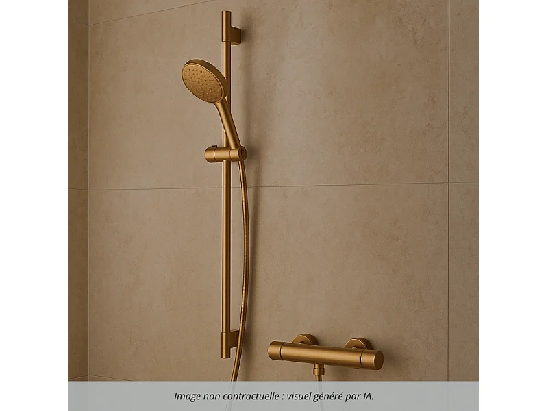 Pack mitigeur douche thermostatique DURAVIT 1000 + Barre 90 cm + Pommeau 3 jets + Flexible 160 cm Bronze brossé