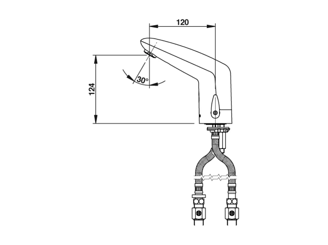 Mitigeur infrarouge sur plage avec robinet d'arrêt pour lavabo PRESTO Volta chromé