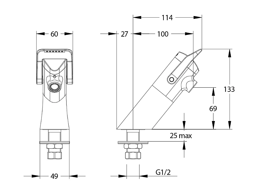 Robinet temporisé à manette souple sur plage pour lavabo PRESTO Neo duo chrome