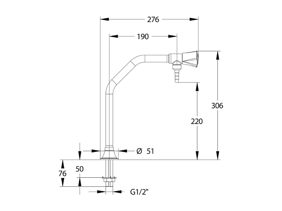 Chandelier un robinet pour eau potable froide PRESTO First Labo 3 Saillie 190 mm
