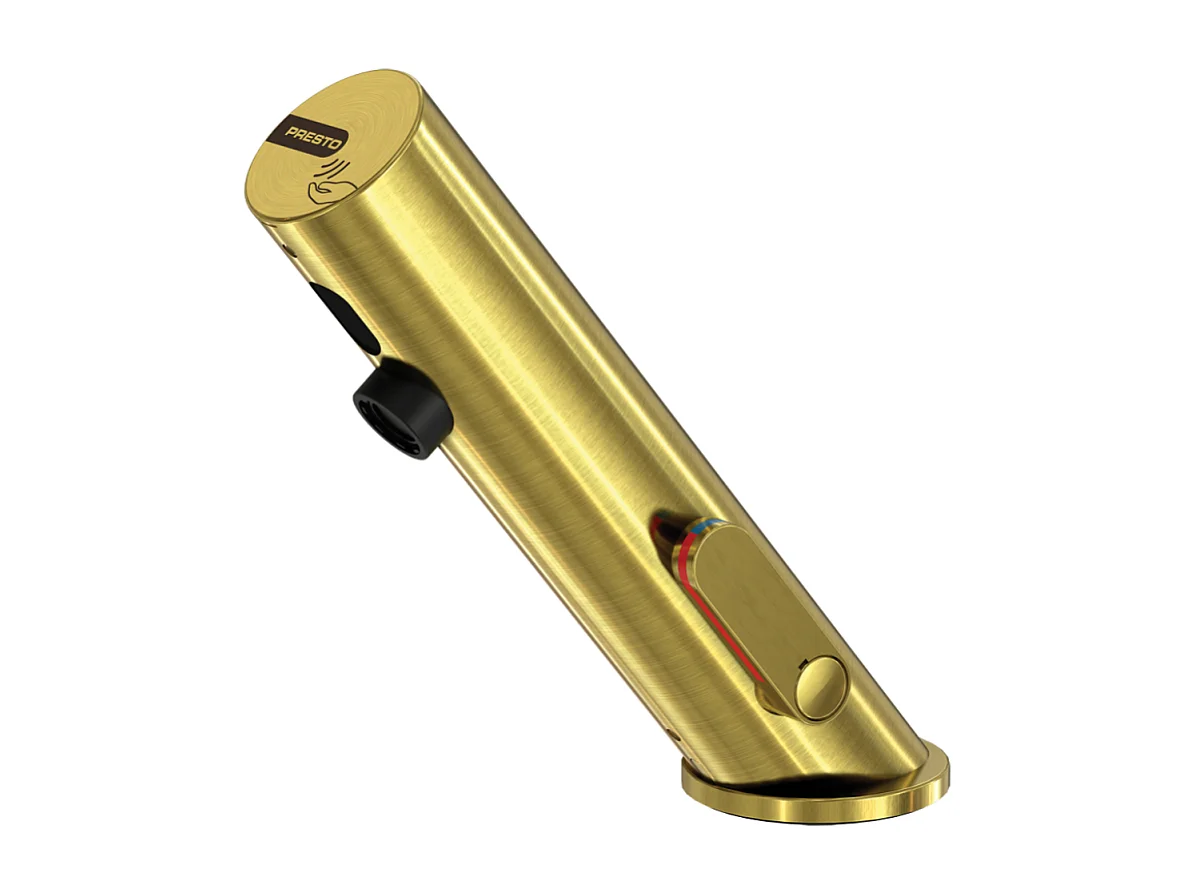 Mitigeur infrarouge sur plage avec RA pour lavabo PRESTO Linea or brossé