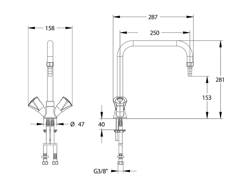 Mélangeur pour eau potable PRESTO First Labo 3 Saillie 250 mm