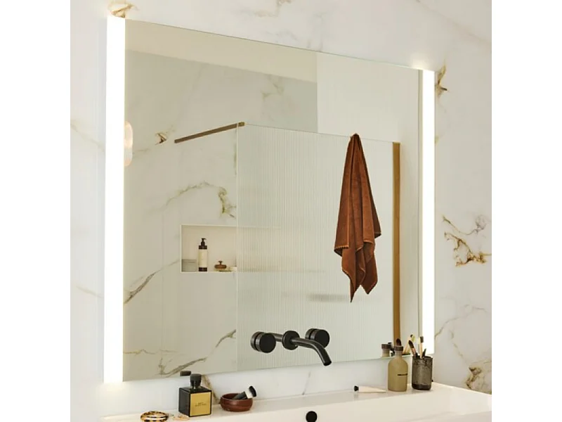 Miroir 3 trous 60 cm + mitigeur lavabo encastré 3 trous JACOB DELAFON Grands Boulevards noir mat