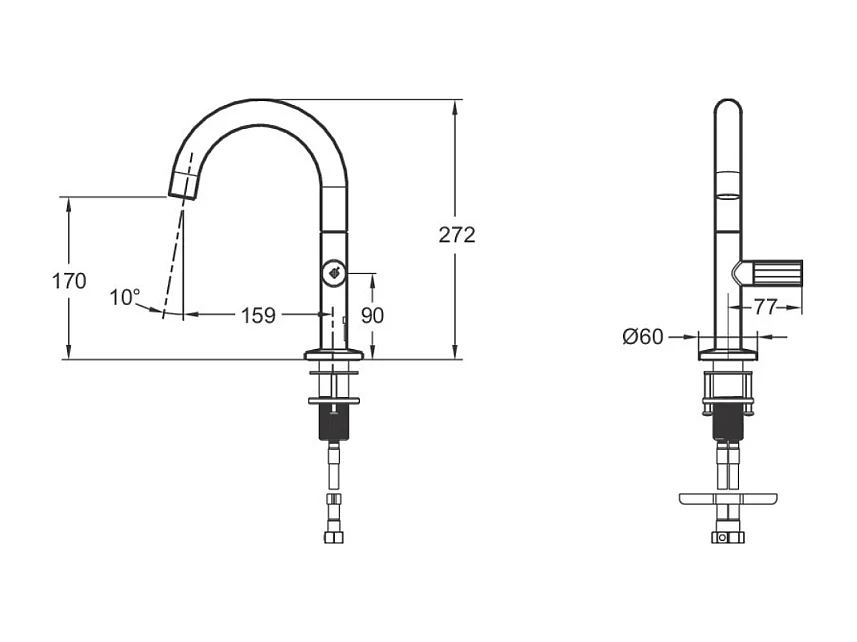 Mitigeur de lavabo avec poignée latérale JACOB DELAFON Grands Boulevards chromé