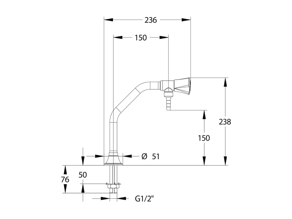 Chandelier un robinet pour eau potable froide PRESTO First Labo 3 Saillie 150 mm