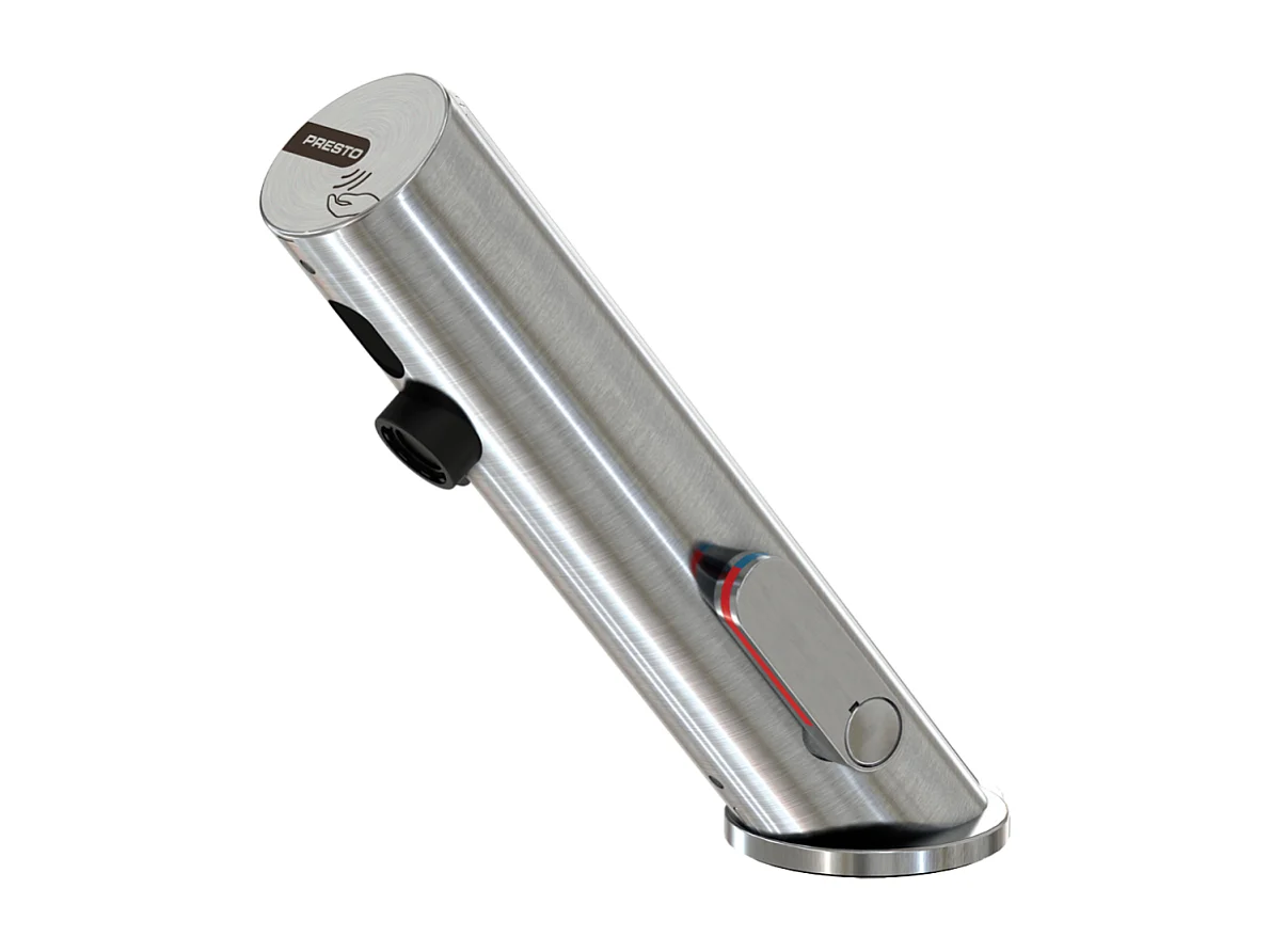 Mitigeur infrarouge sur plage avec RA pour lavabo PRESTO Linea inox brossé