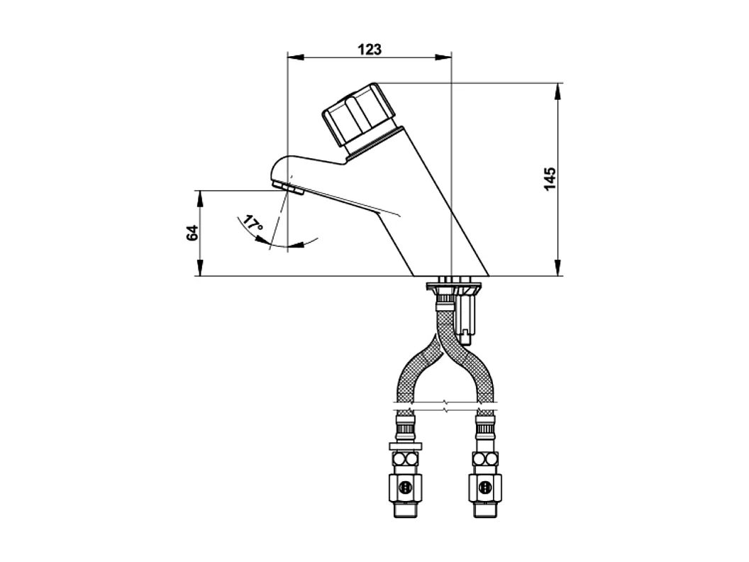Mitigeur monocommande temporisé sur plage pour lavabo PRESTO P4000S chromé