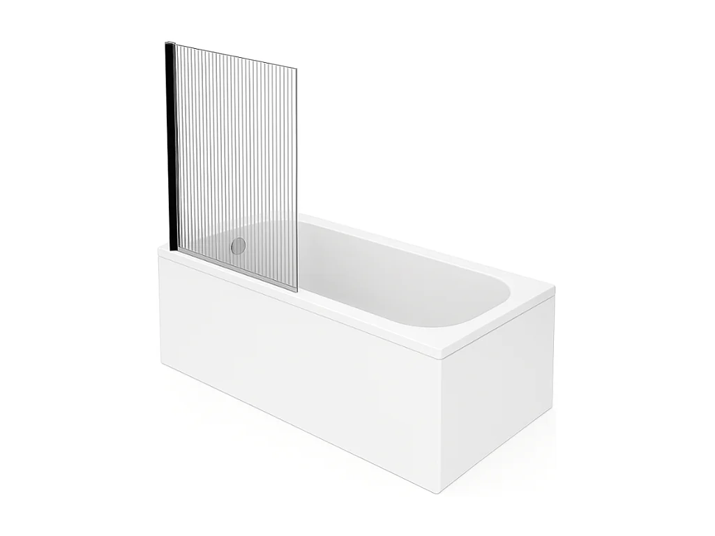 Baignoire droite VILLEROY ET BOCH Oberon quaryl 160 x 75 cm  + Pare bain gauche AURYS Raywall Noir mat