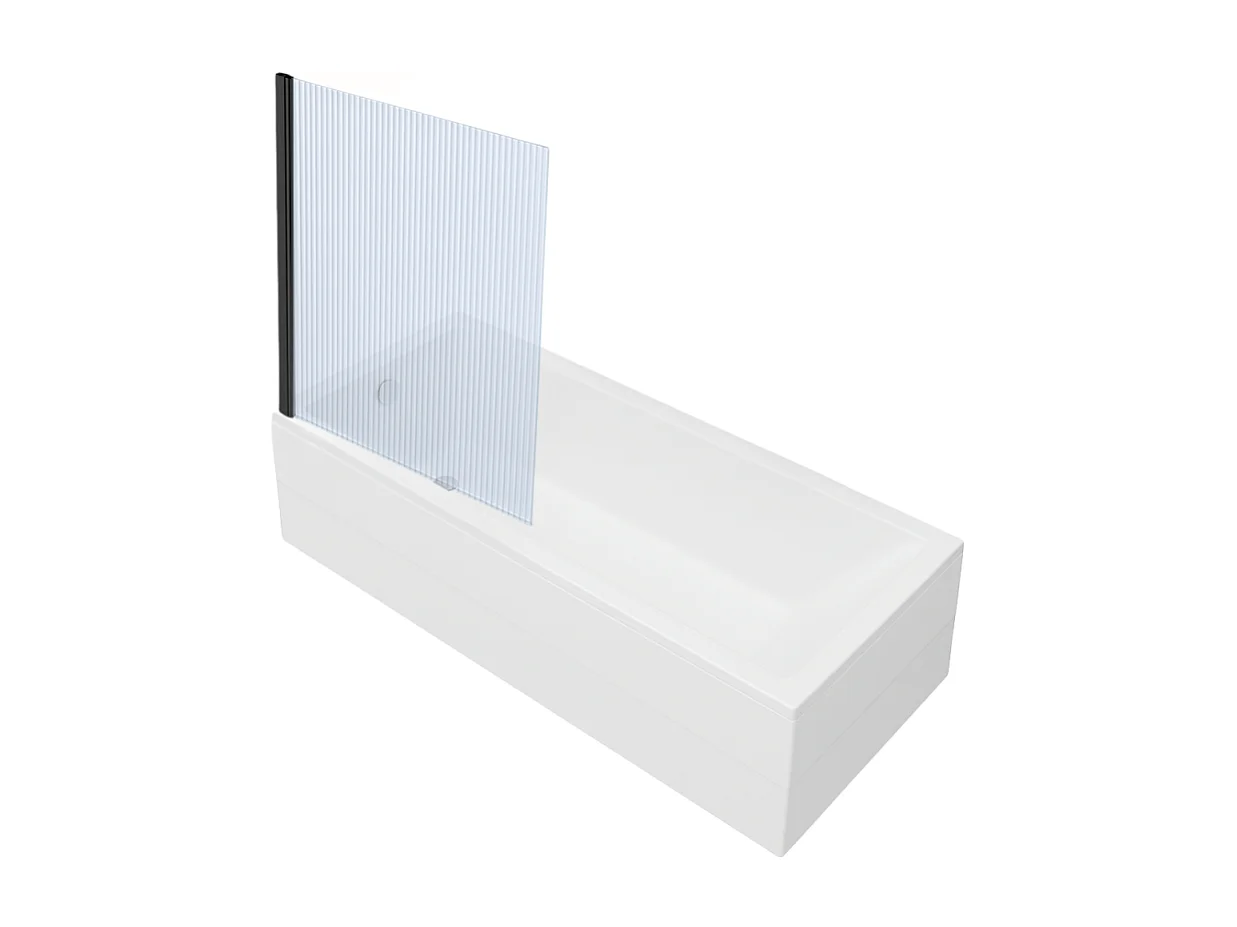 Baignoire rectangulaire VITRA Neon 170x75cm + Pare bain gauche AURYS Raywall noir mat profilé gauche