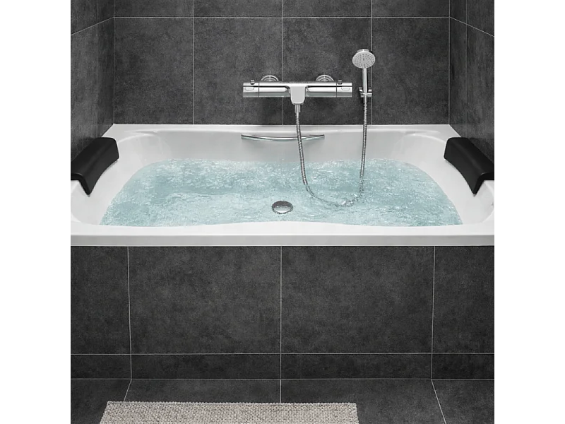 Baignoire droite ROCA Becool 180 x 90 vidage centré acrylique blanc brillant avec 2 dossiers