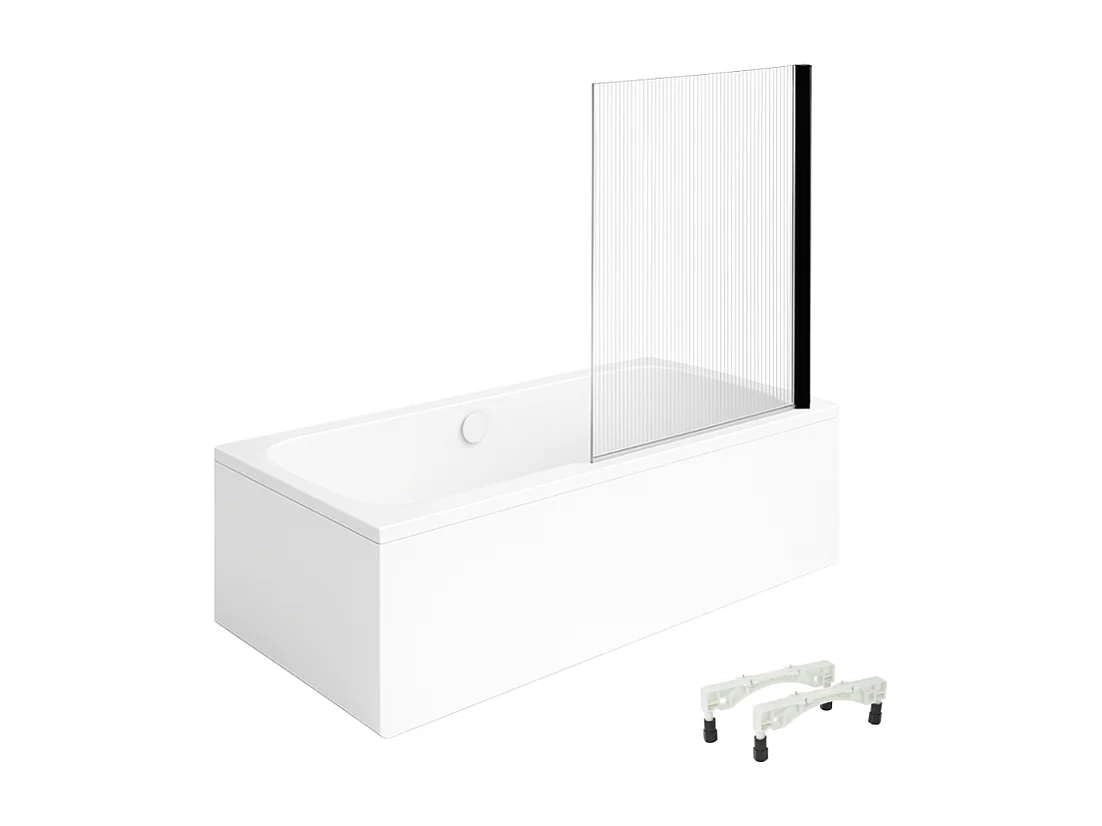 Baignoire droite VILLEROY & BOCH Architectura avec pieds 170 x 70 cm Blanc + Pare bain droite AURYS Raywall Noir mat