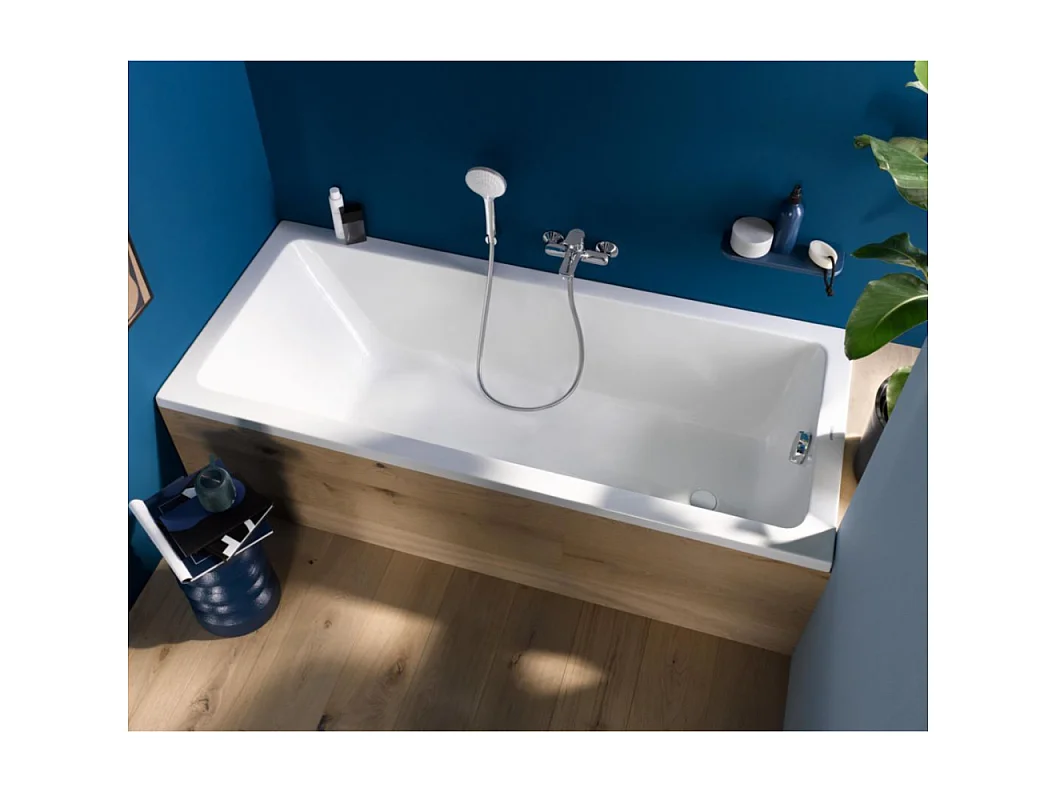 Baignoire droite 180 X 80 DURAVIT Duravit No.1 + Pare bain AURYS Raywall noir mat version gauche