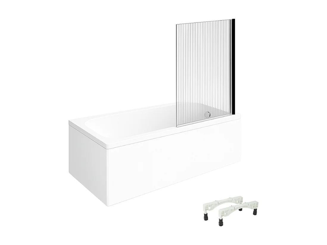 Baignoire droite VILLEROY & BOCH Architectura avec pieds acrylique 160 x 70 cm  + Pare bain droite AURYS Raywall Noir mat