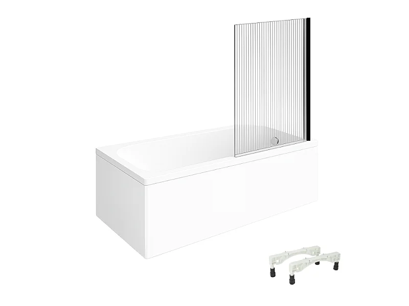 Baignoire droite VILLEROY & BOCH Architectura avec pieds acrylique 160 x 70 cm  + Pare bain droite AURYS Raywall Noir mat