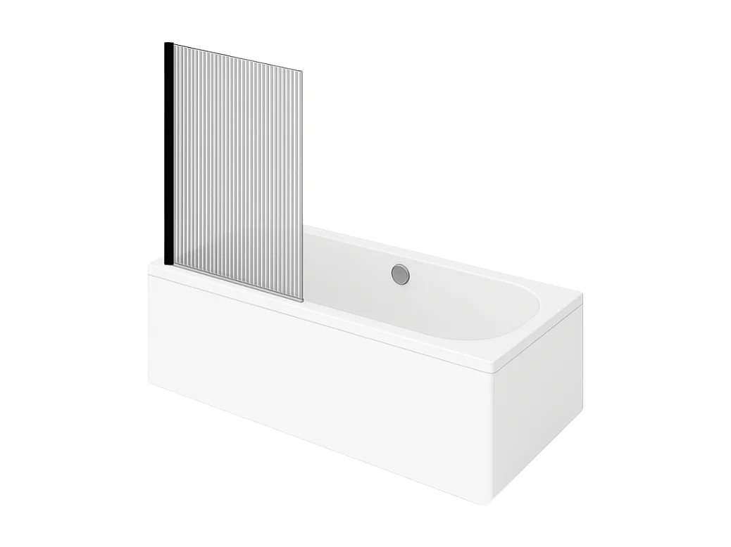 Baignoire droite VILLEROY ET BOCH Oberon quaryl 190 x 90 cm  + Pare bain gauche AURYS Raywall Noir mat