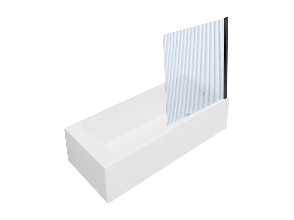 Baignoire rectangulaire VITRA Neon 170x75cm + Pare bain droit AURYS Raywall noir mat profilé droite