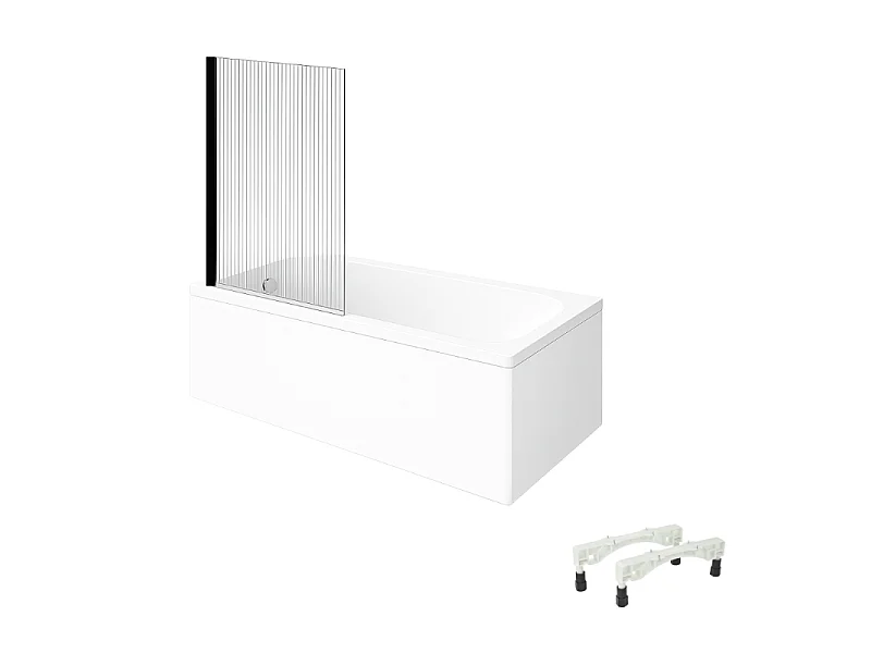 Baignoire droite VILLEROY & BOCH Architectura avec pieds acrylique 160 x 70 cm  + Pare bain gauche AURYS Raywall Noir mat