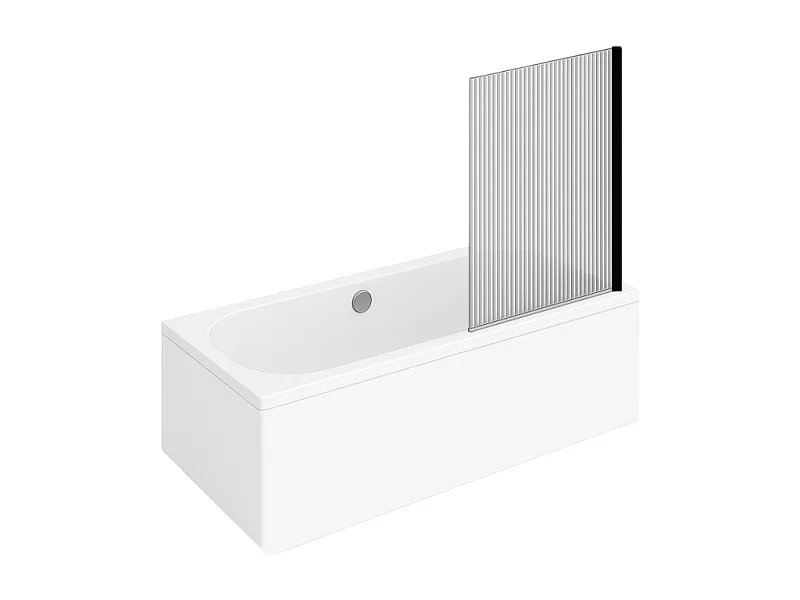 Baignoire droite VILLEROY ET BOCH Oberon quaryl 190 x 90 cm  + Pare bain droite AURYS Raywall Noir mat