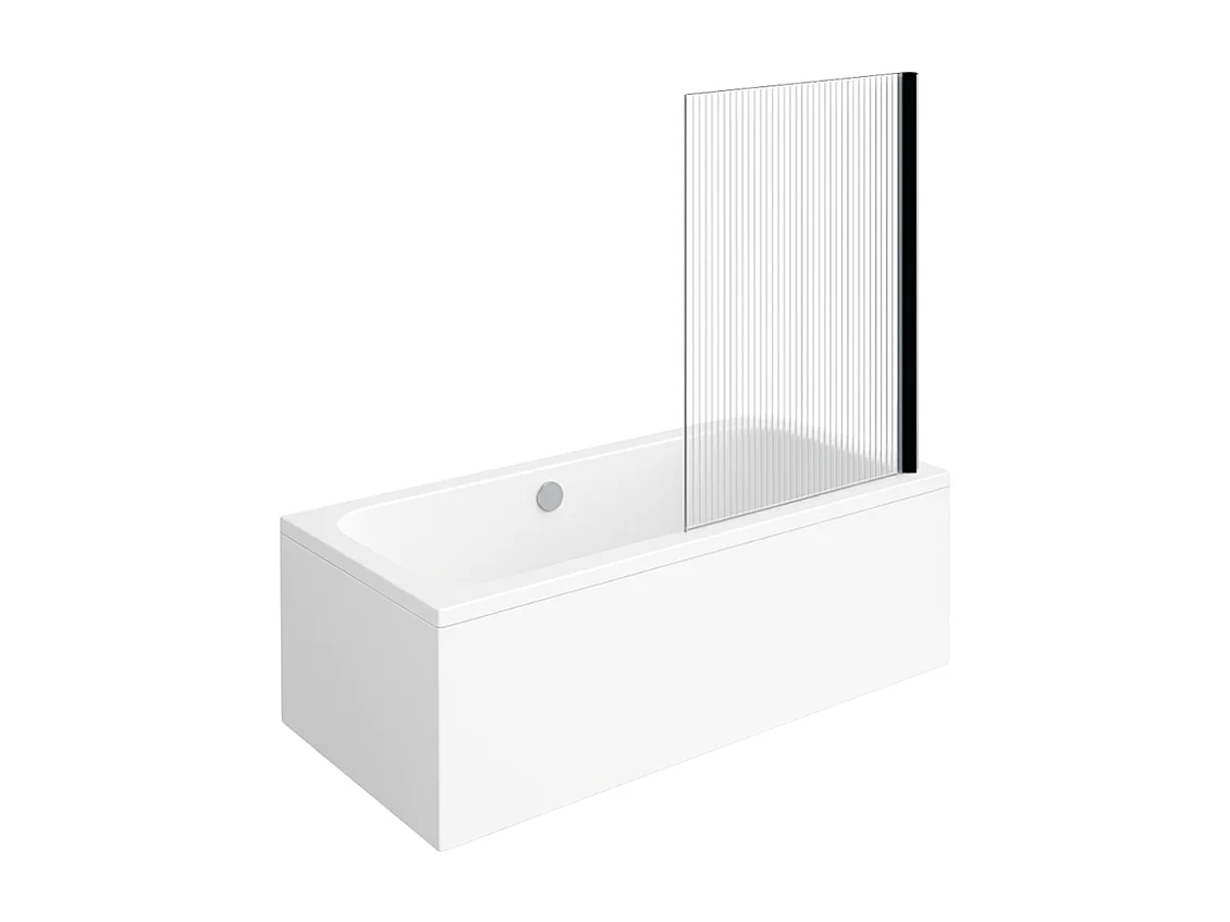 Baignoire droite VILLEROY & BOCH Architectura acrylique 190 x 90 cm  + Pare bain droite AURYS Raywall Noir mat