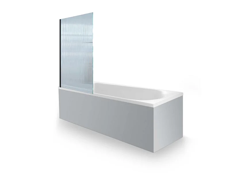 Baignoire droite 170 X 75 DURAVIT D-Neo + Pare bain AURYS Raywall noir mat version gauche
