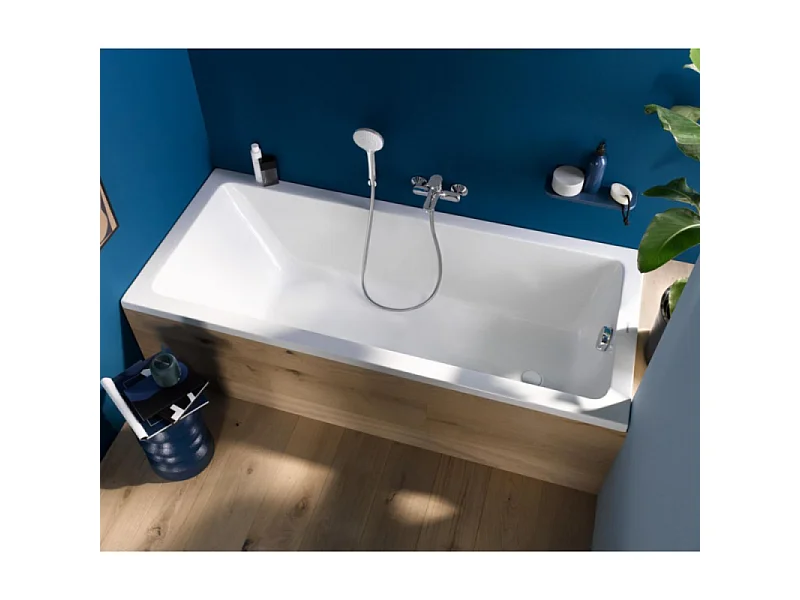 Baignoire droite 180 X 80 DURAVIT Duravit No.1 + Pare bain AURYS Raywall noir mat version droite