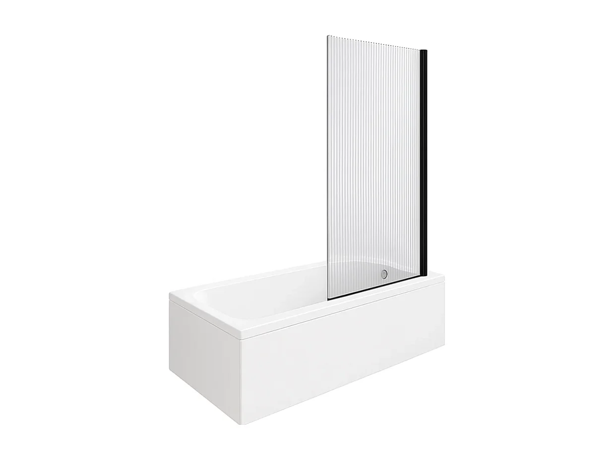 Baignoire droite 170 X 70 DURAVIT D-Code bonde au centre + Pare bain AURYS Raywall noir mat version droite