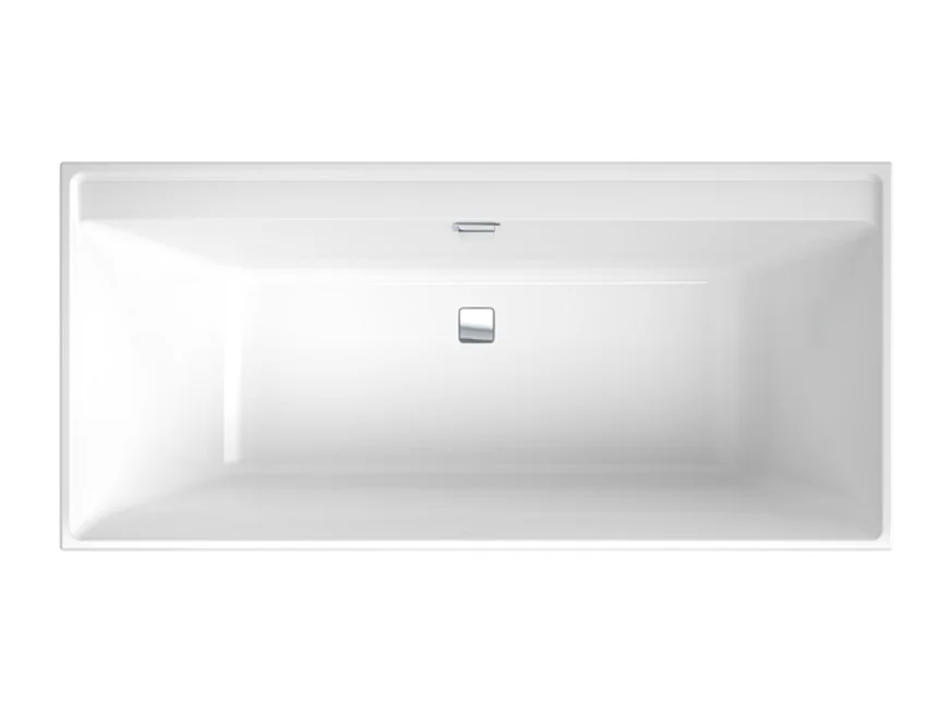 Baignoire droite 180 x 80 VILLEROY & BOCH Collaro acrylique Blanc avec vidage et trop-plein chrome