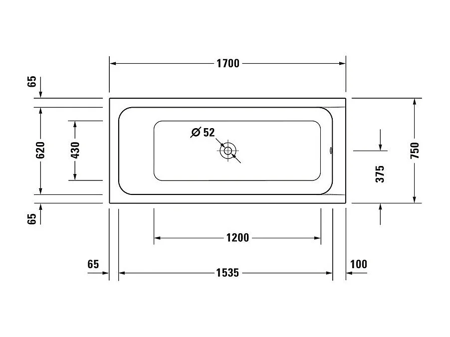 Baignoire droite 170 X 75 DURAVIT D-Code bonde au centre + Pare bain AURYS Raywall noir mat version gauche