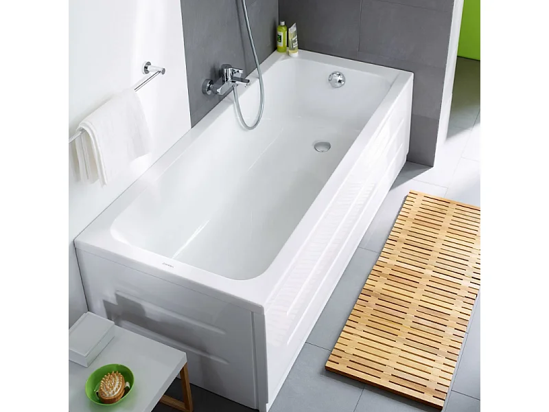 Baignoire droite 160 X 70 DURAVIT D-Code + Pare bain AURYS Raywall noir mat droite