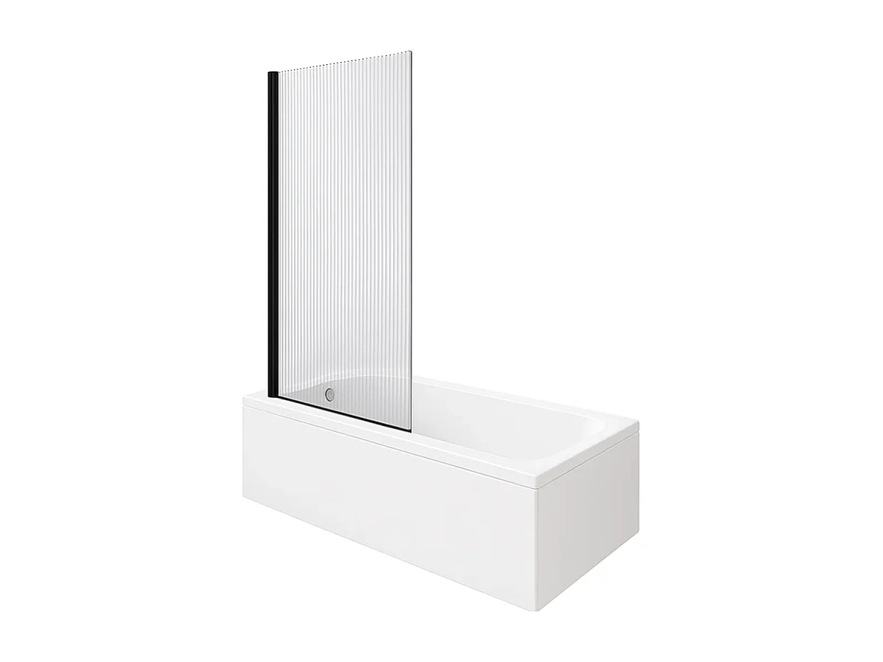 Baignoire droite 170 X 70 DURAVIT D-Code bonde au centre + Pare bain AURYS Raywall noir mat version gauche