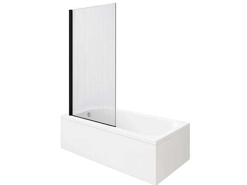Baignoire droite DURAVIT D-Code bonde au cente 170 x 70 cm + Pare bain AURYS Raywall noir mat version gauche