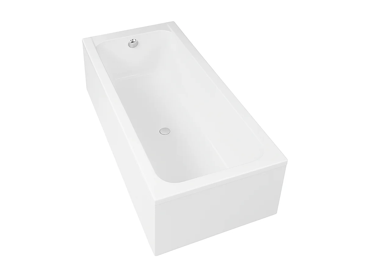 Baignoire droite DURAVIT D-Code bonde au cente 170 x 70 cm + Pare bain AURYS Raywall noir mat version gauche