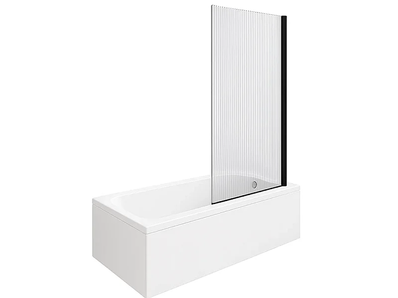 Baignoire droite DURAVIT D-Code bonde au cente 170 x 75 cm + Pare bain AURYS Raywall noir mat version droite