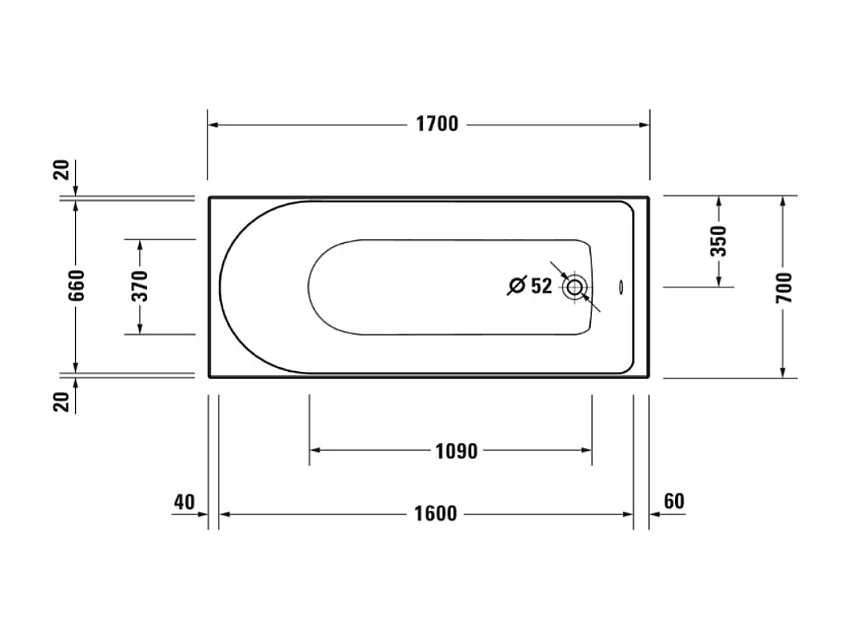 Baignoire droite 170 X 70 DURAVIT D-Neo + Pare bain AURYS Raywall noir mat version gauche