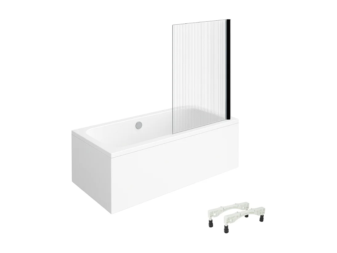 Baignoire droite VILLEROY & BOCH Architectura avec pieds acrylique 190 x 90 cm  + Pare bain droite AURYS Raywall Noir mat