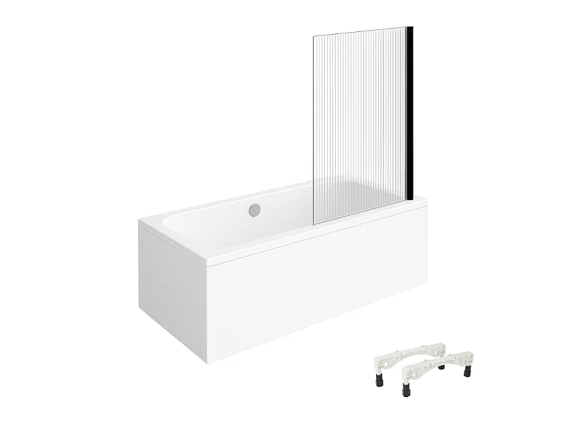 Baignoire droite VILLEROY & BOCH Architectura avec pieds acrylique 170 x 80 cm  + Pare bain droite AURYS Raywall Noir mat