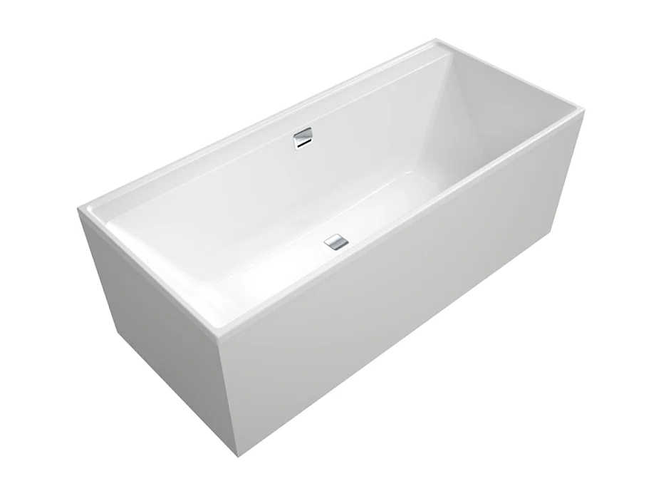 Baignoire droite 160 x 75 VILLEROY & BOCH Collaro acrylique Blanc avec vidage et trop-plein chrome