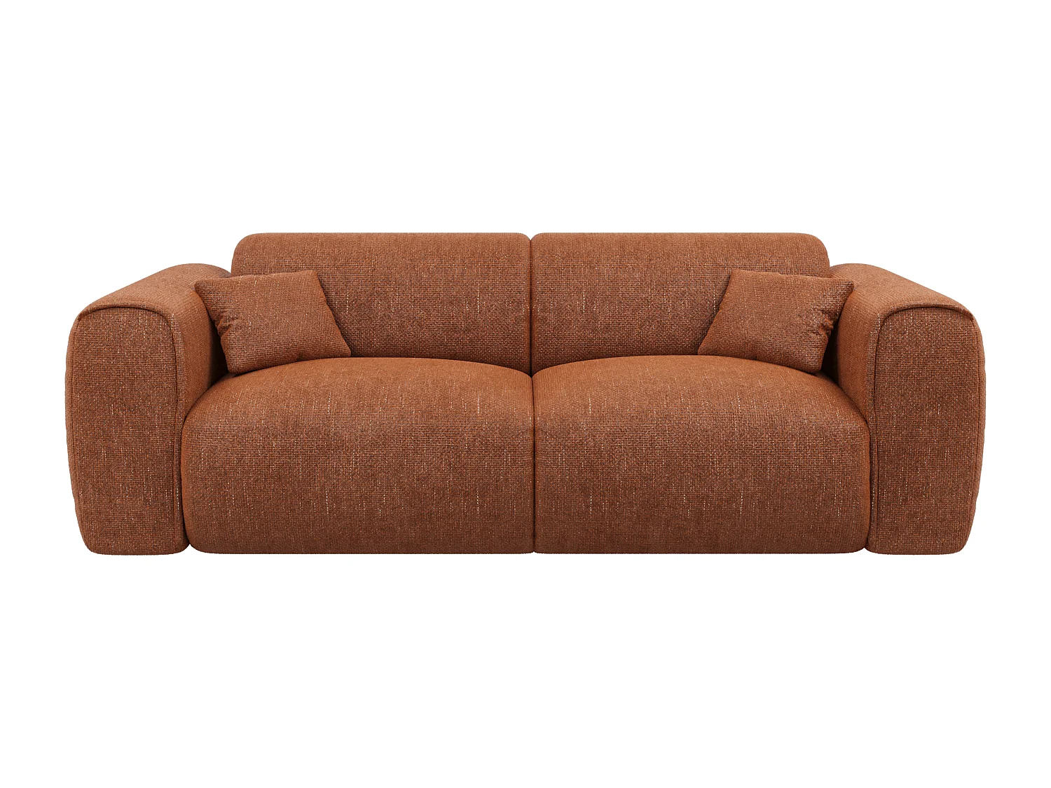 Canapé 3 places convertible express en tissu texturé terracotta - Matelas 16 cm mémoire de forme POGNIA