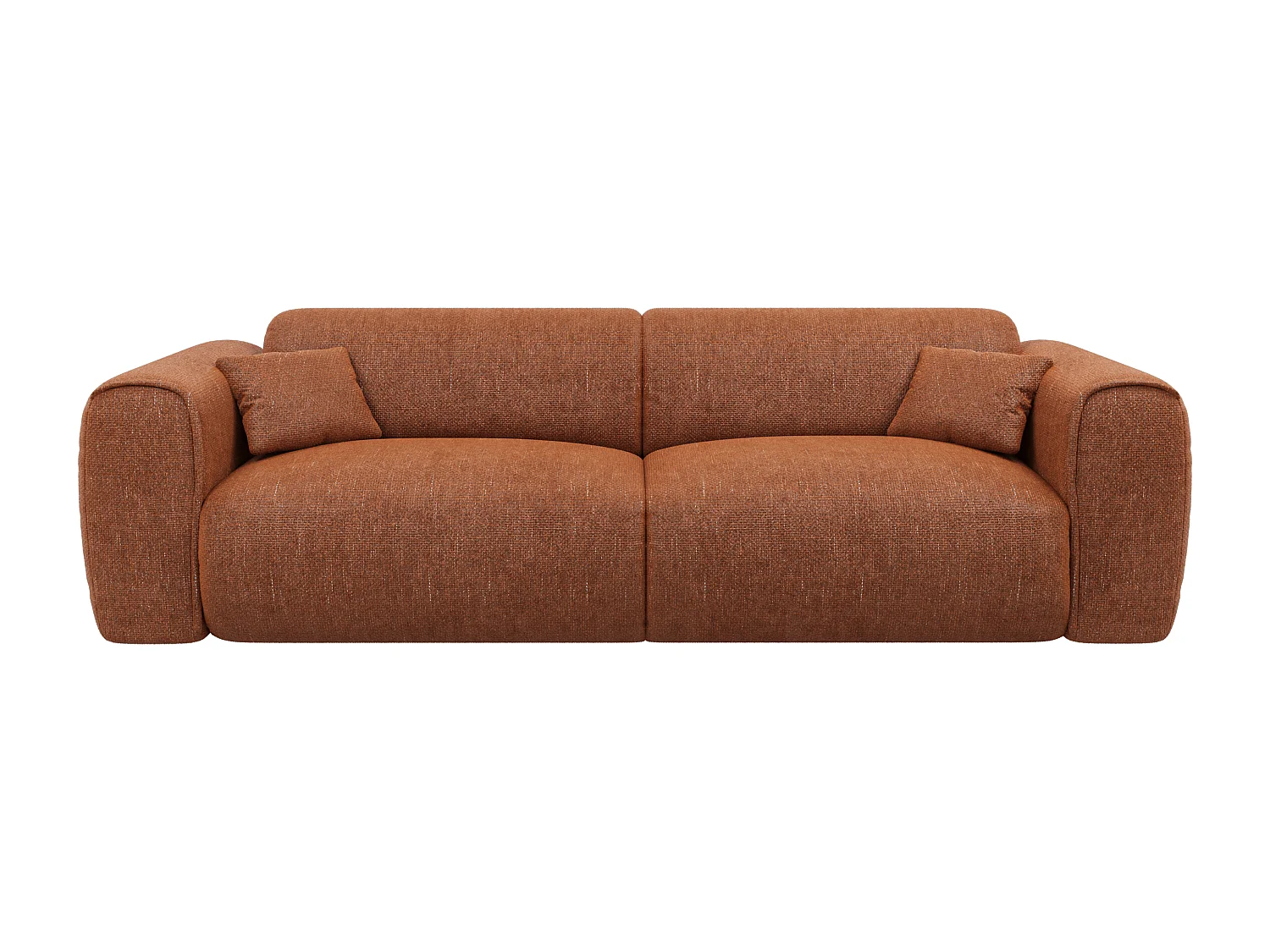 Canapé 4 places convertible express en tissu texturé terracotta - Matelas 16 cm mémoire de forme POGNIA