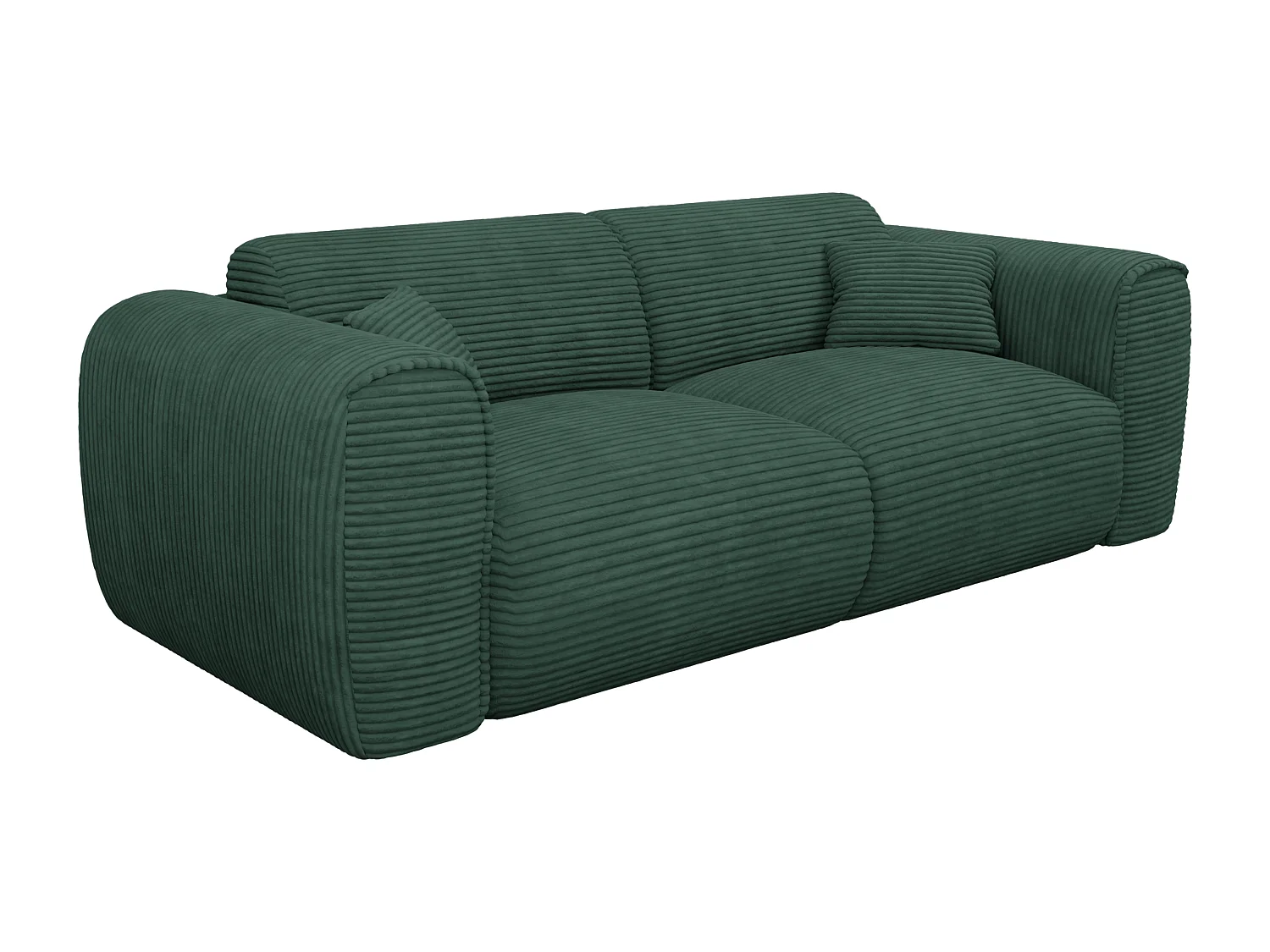 Canapé 3 places convertible express en velours côtelé vert sapin- Matelas 16 cm mémoire de forme POGNIA