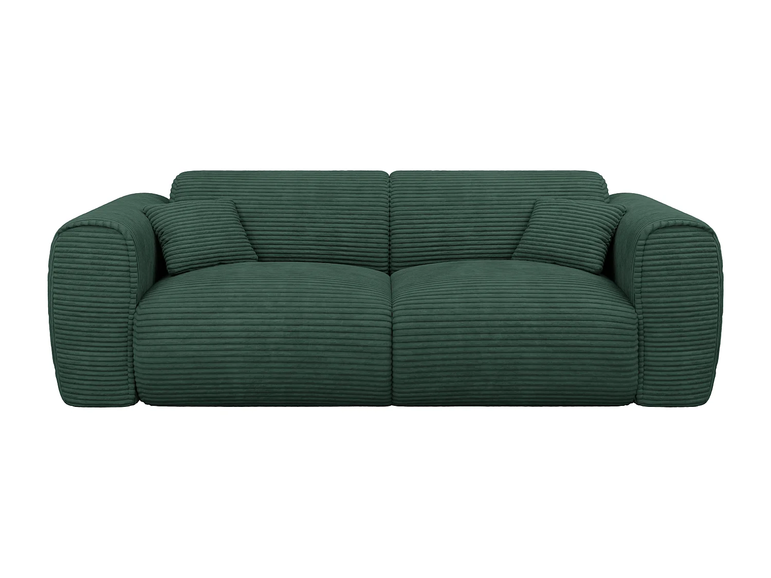 Canapé 3 places convertible express en velours côtelé vert sapin- Matelas 16 cm mémoire de forme POGNIA