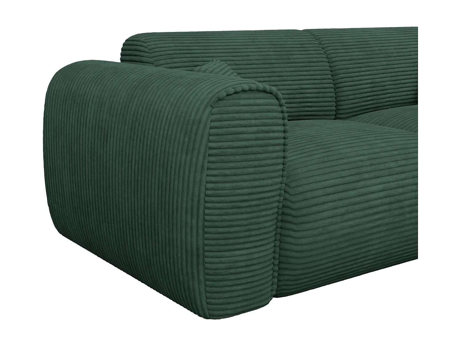 Canapé 3 places convertible express en velours côtelé vert sapin- Matelas 16 cm mémoire de forme POGNIA