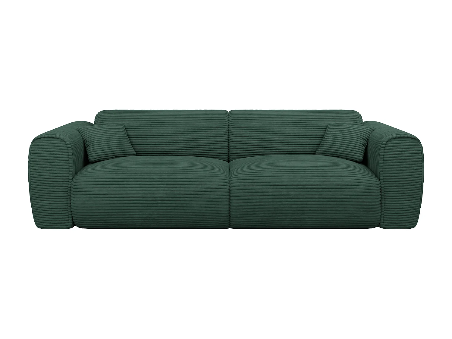 Canapé 4 places convertible express en velours côtelé vert sapin- Matelas 16 cm mémoire de forme POGNIA