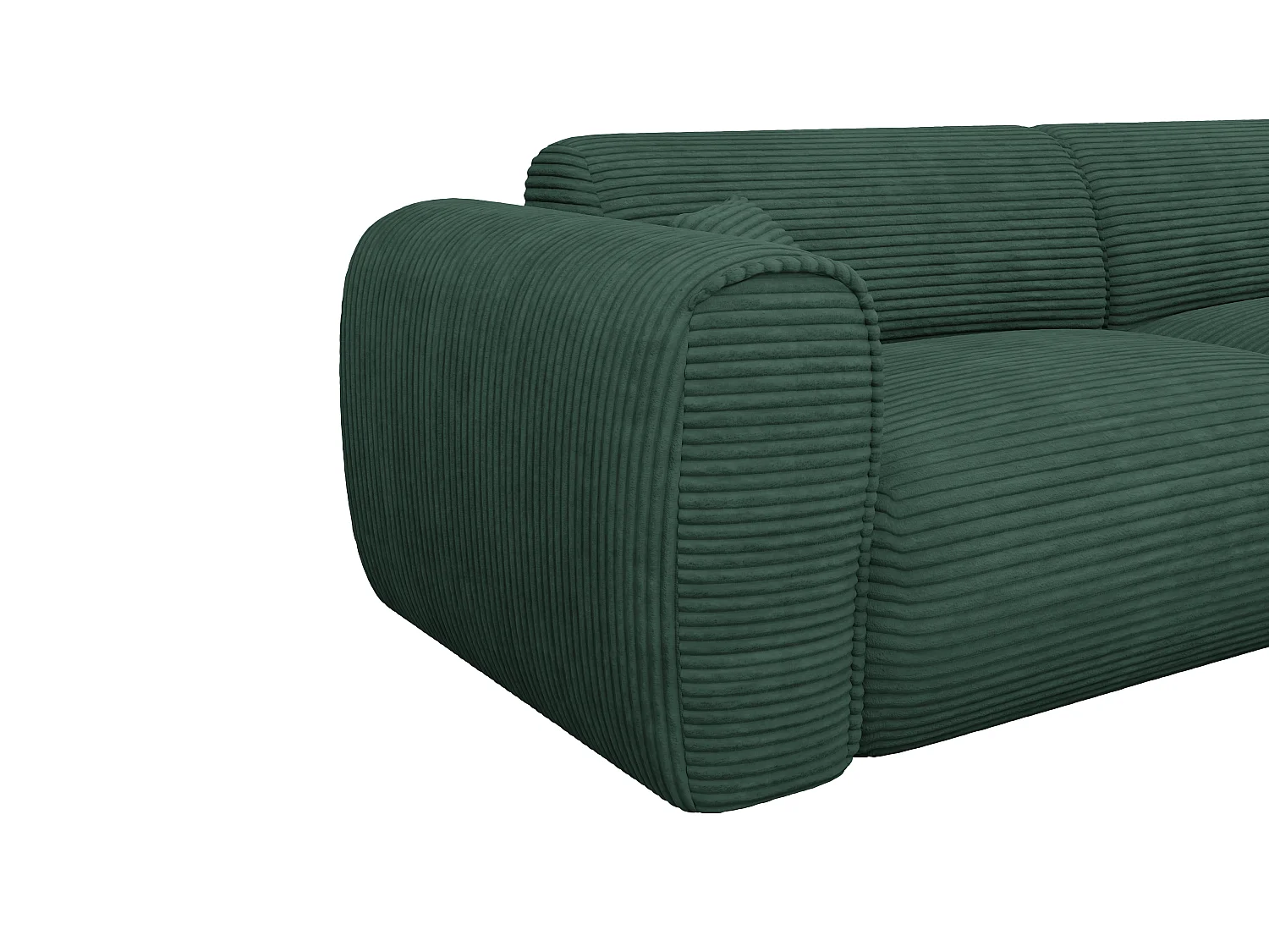 Canapé 4 places convertible express en velours côtelé vert sapin- Matelas 16 cm mémoire de forme POGNIA