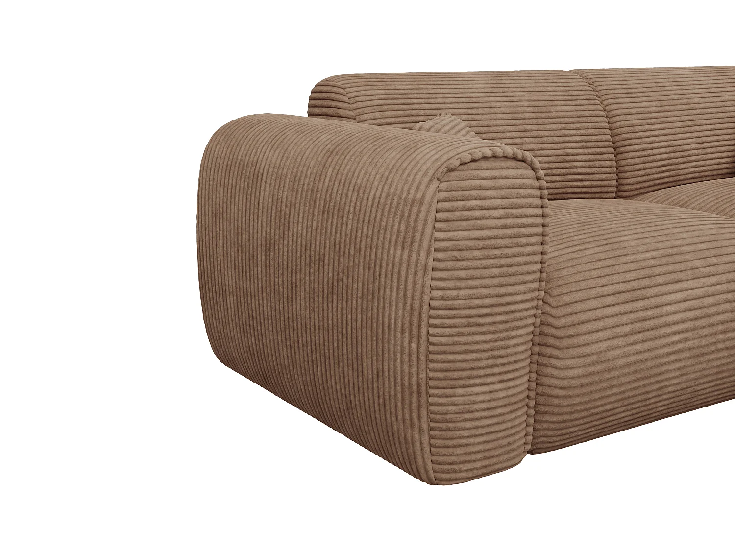 Canapé 3 places convertible express en velours côtelé taupe - Matelas 13 cm mémoire de forme POGNIA